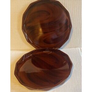 Set Of 2 Vintage Japanese Lacquer Ware Over Wood Bar Drinks Trays 8 Inch Raised